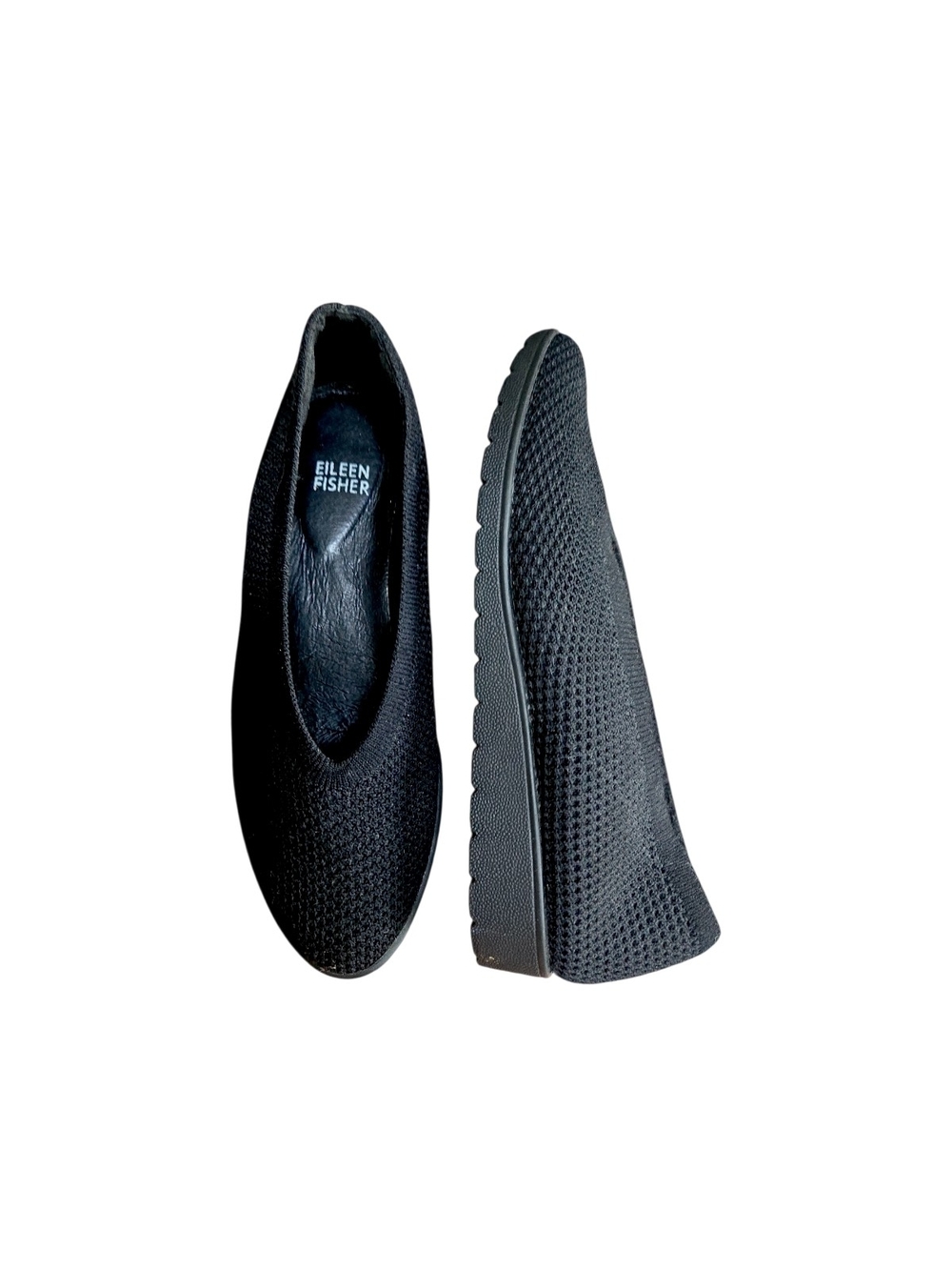 Eileen Fisher Black Knit Slip-Resistant Ballet Flats - Picture 1 of 2